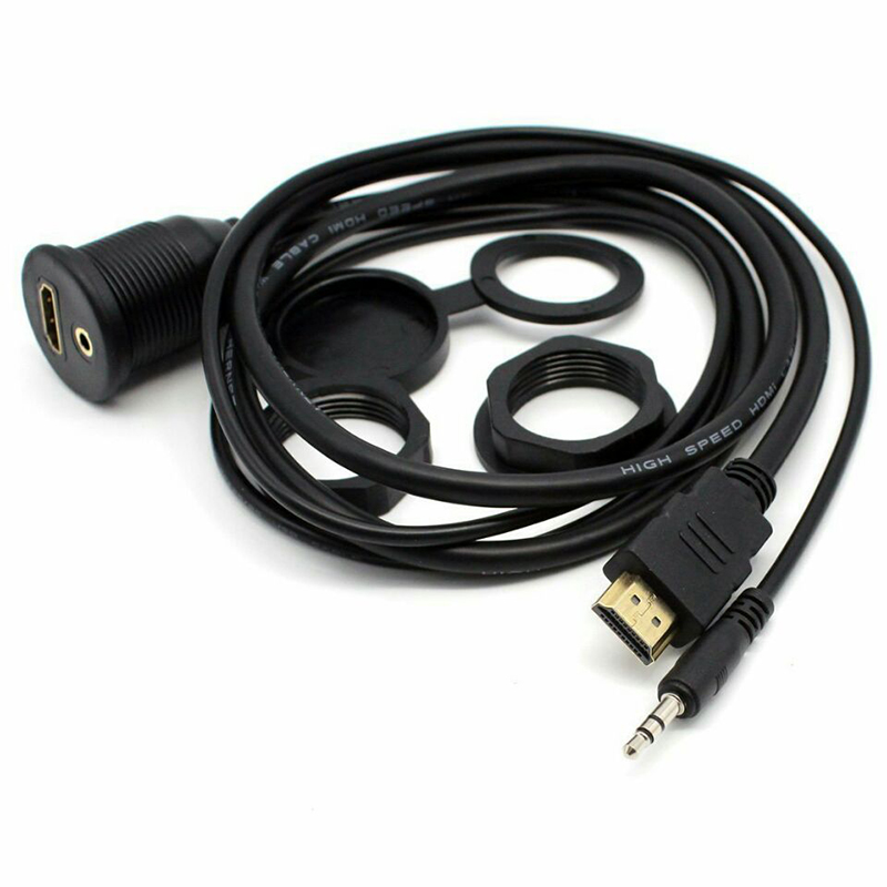 Cablu de montare pe panou Dash Flush IP67 de 3,5 mm Aux și HDMI