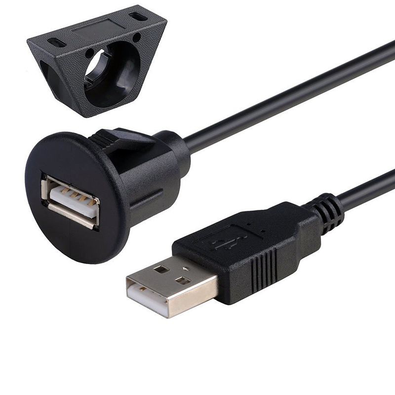 Waterproof USB 2.0 Male to Female Flush Mount Car Cable