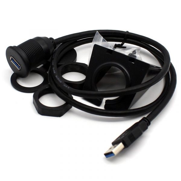 USB a prueba de agua 3.0 Male To Female AUX Car Mount Flush Cable 