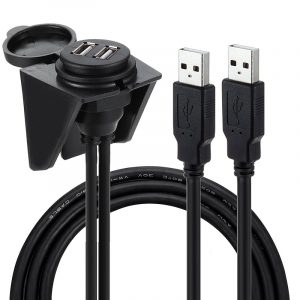 Waterproof Dual USB 2.0 Flush Mount Car Mount Extension Cable